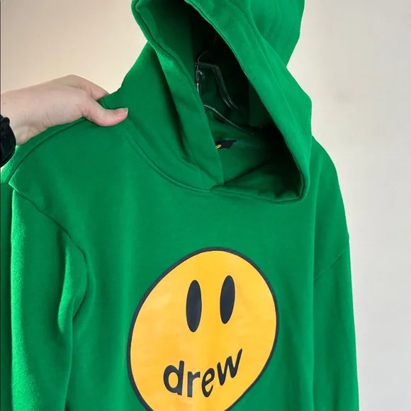 Drew House Green Hoodie With Yellow Smiley Logo Oversized Justin Bieber Size L - Picture 13 of 13